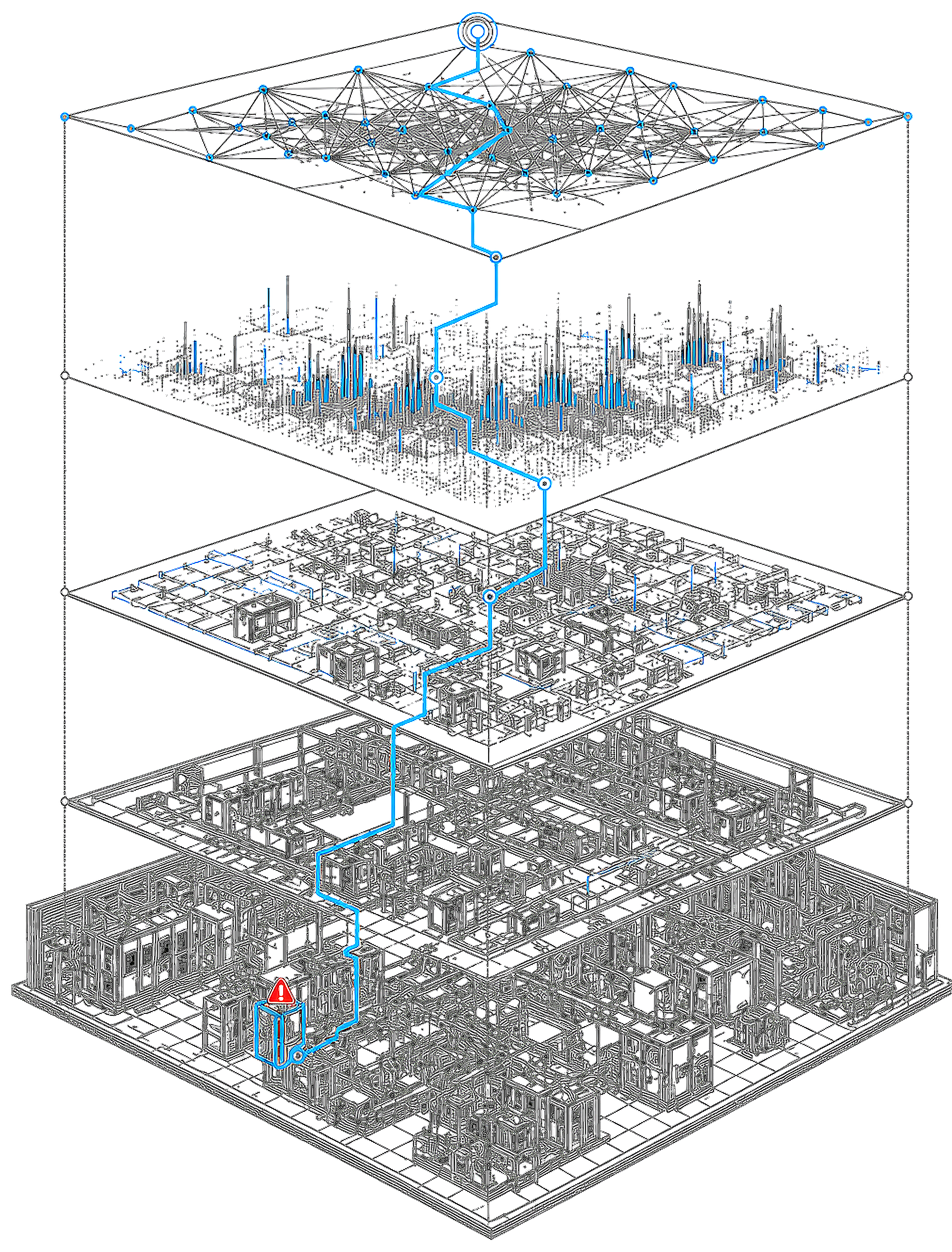 Conceptual illustration of physical manufacturing systems connected to digital context