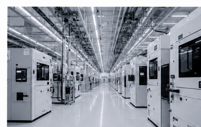 Cleanroom corridor used in manufacturing training and research environments